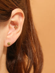 14K Gold Pinwheel Flower Cartilage Earring 20G