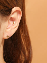 14K Gold Bloom Pearl Cartilage Earring 20G