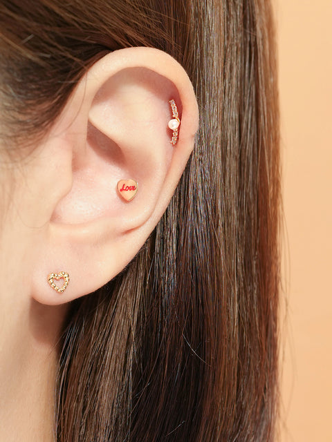 14K Gold Point Pearl Tiara Cartilage Earring 20G