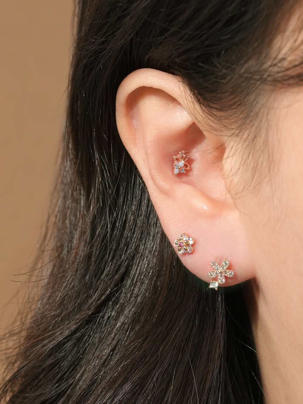 14KGF Flower Shower Earring 20G