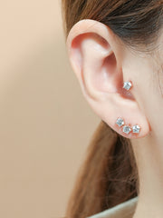 14K Gold Pentagon Crystal Cubic Cartilage Earring 18G16G