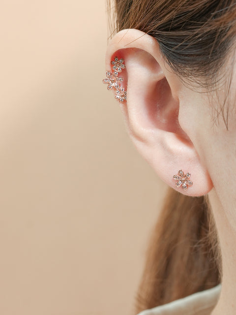 14K Gold Elysee Flower Cartilage Earring 18G16G