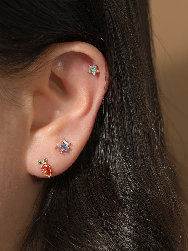 14KGF Colorful Magic Flower Earring 20G