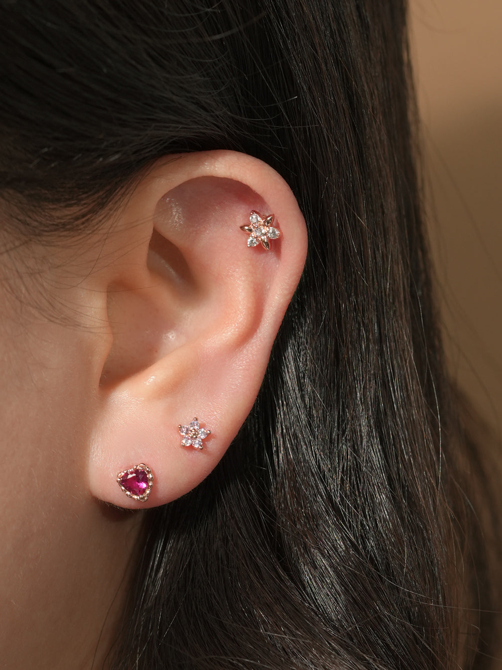 14KGF Colorful Point Flower Earring 20G