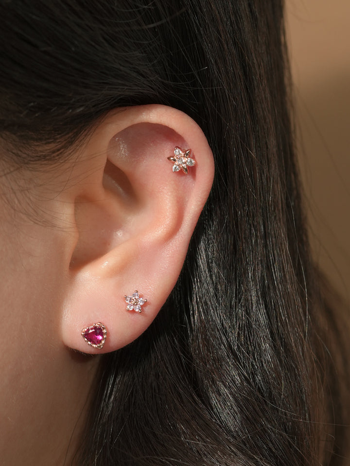 14KGF Colorful Point Flower Earring 20G