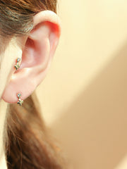 14K 18K Symbol Star, Crescent, Heart and Clover Cartilage Hoop Earring