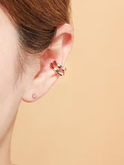 14K 18K Gold Bold Two Lines Cartilage Hoop Earring