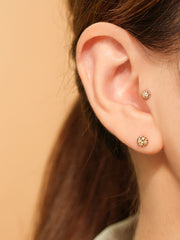 14K Gold Moissanite Imperial Dia Cartilage Earring 20G18G16G