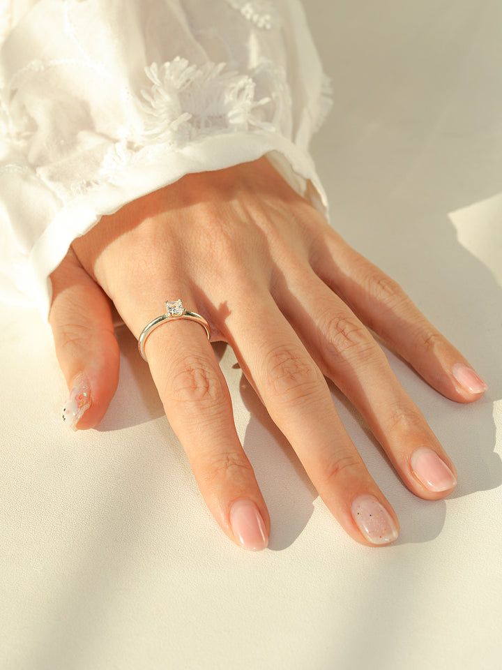 925 Silver Square Crystal Ring