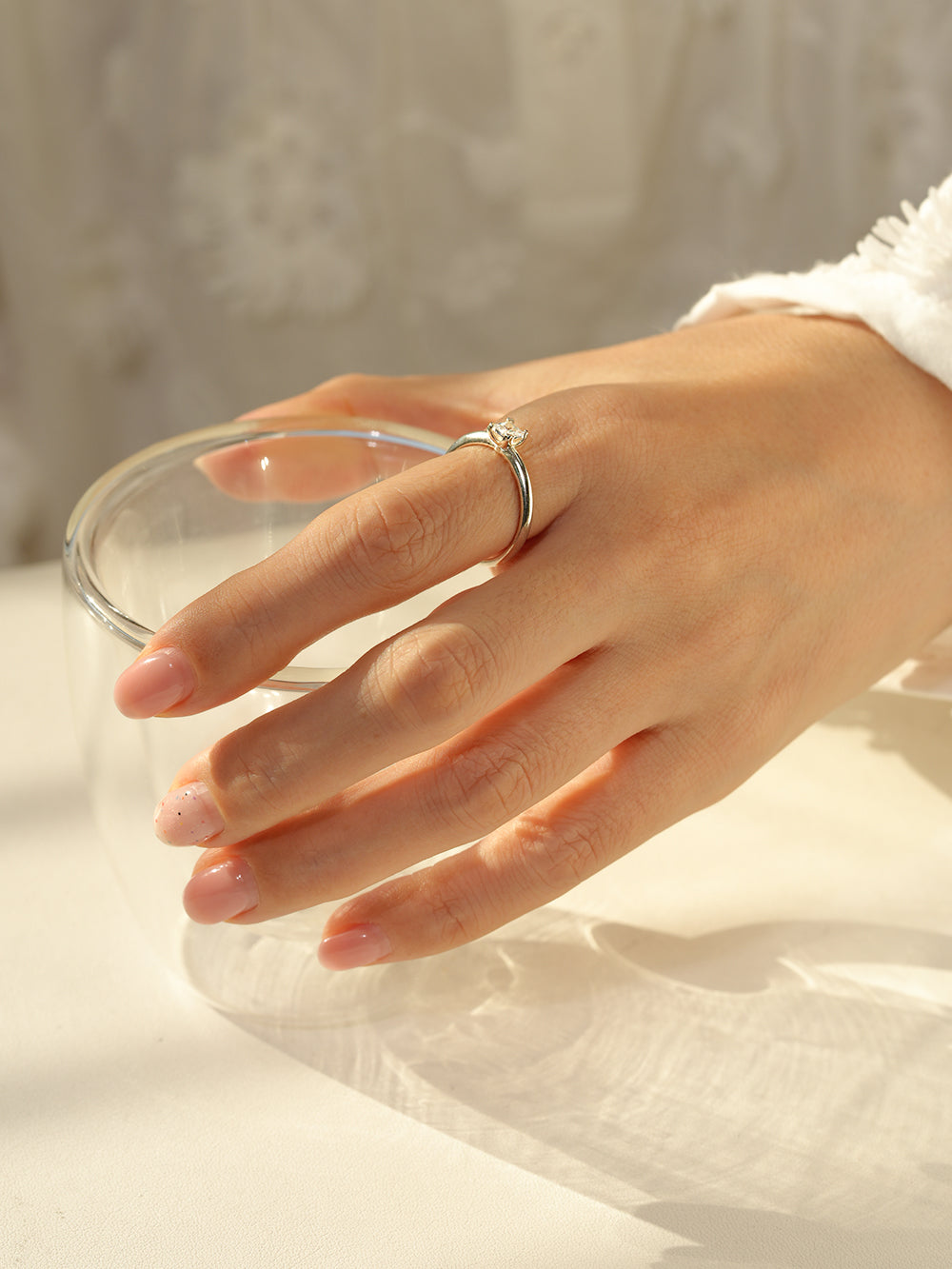 925 Silver Square Crystal Ring