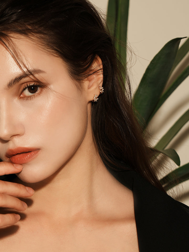 14K 18K Gold Windy Flower Cubic Cartilage Hoop Earring