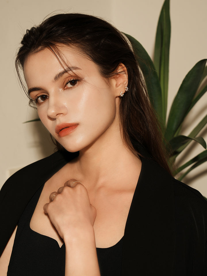 14K 18K Gold Windy Flower Cubic Cartilage Hoop Earring