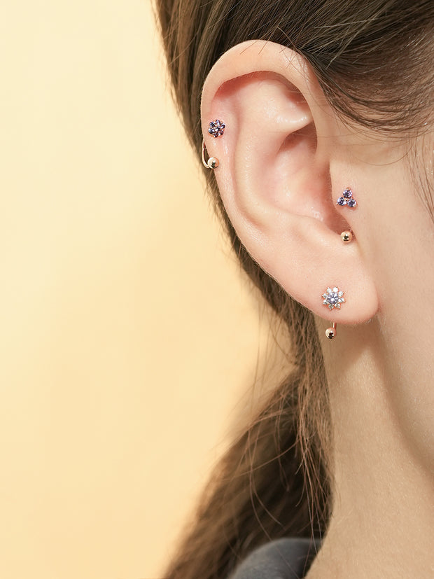 14K Gold Triangle Cubic Ball Curve Piercing 20G