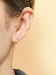14K Gold Pink Opal Flower Curve Piercing 20G
