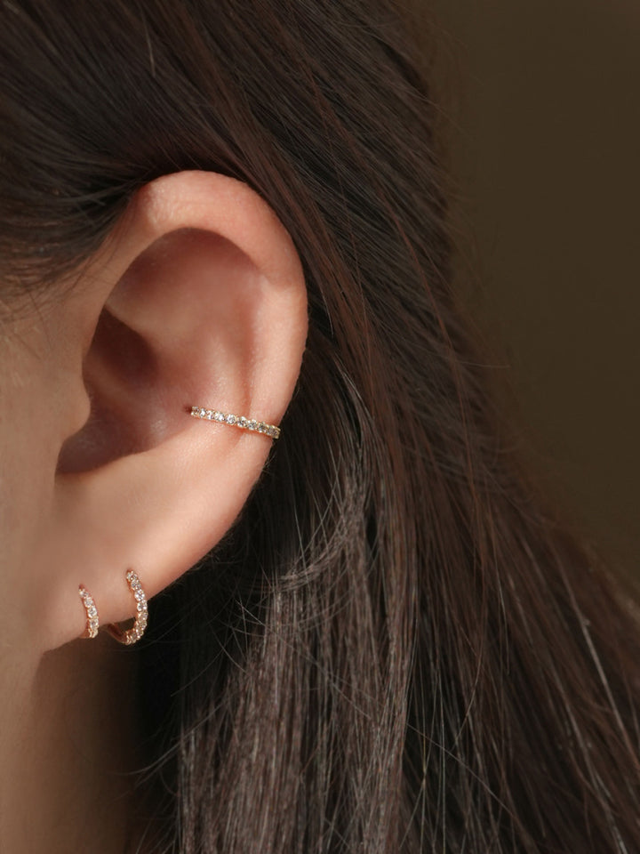 14K Gold Daily CZ Cartilage Hoop Earring
