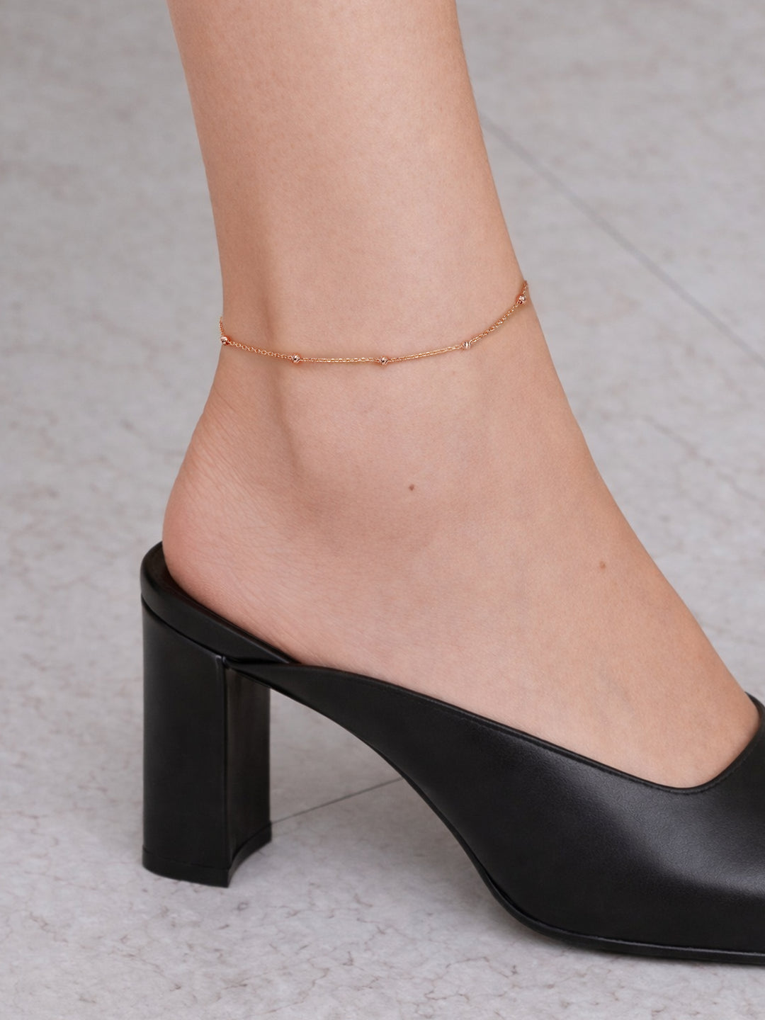 14K 18K Gold Cutting Ball Anklet