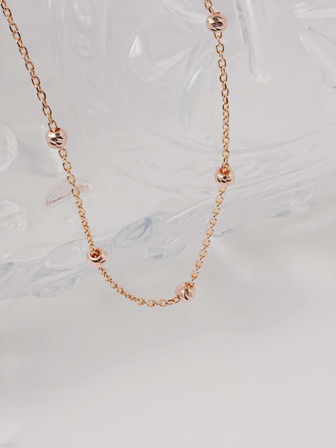 14K 18K Gold Cutting Ball Anklet