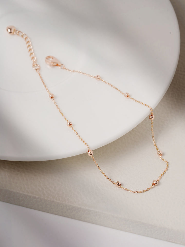 14K 18K Gold Cutting Ball Anklet