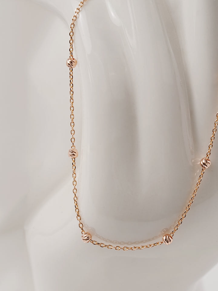 14K 18K Gold Cutting Ball Anklet