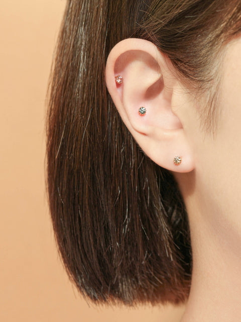 14K Gold Shining Moissanite Cartilage Earring 20G18G16G