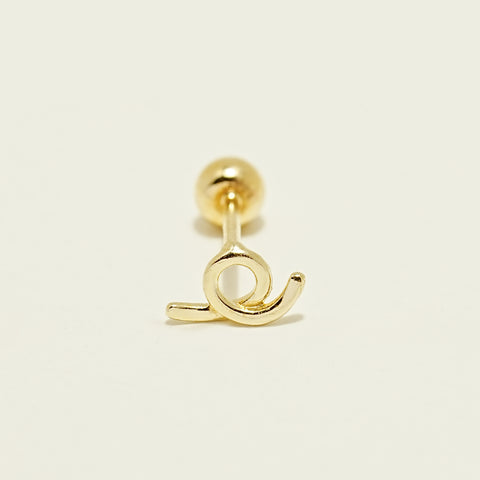 14K Gold Round Tail Cartilage Earring 20G