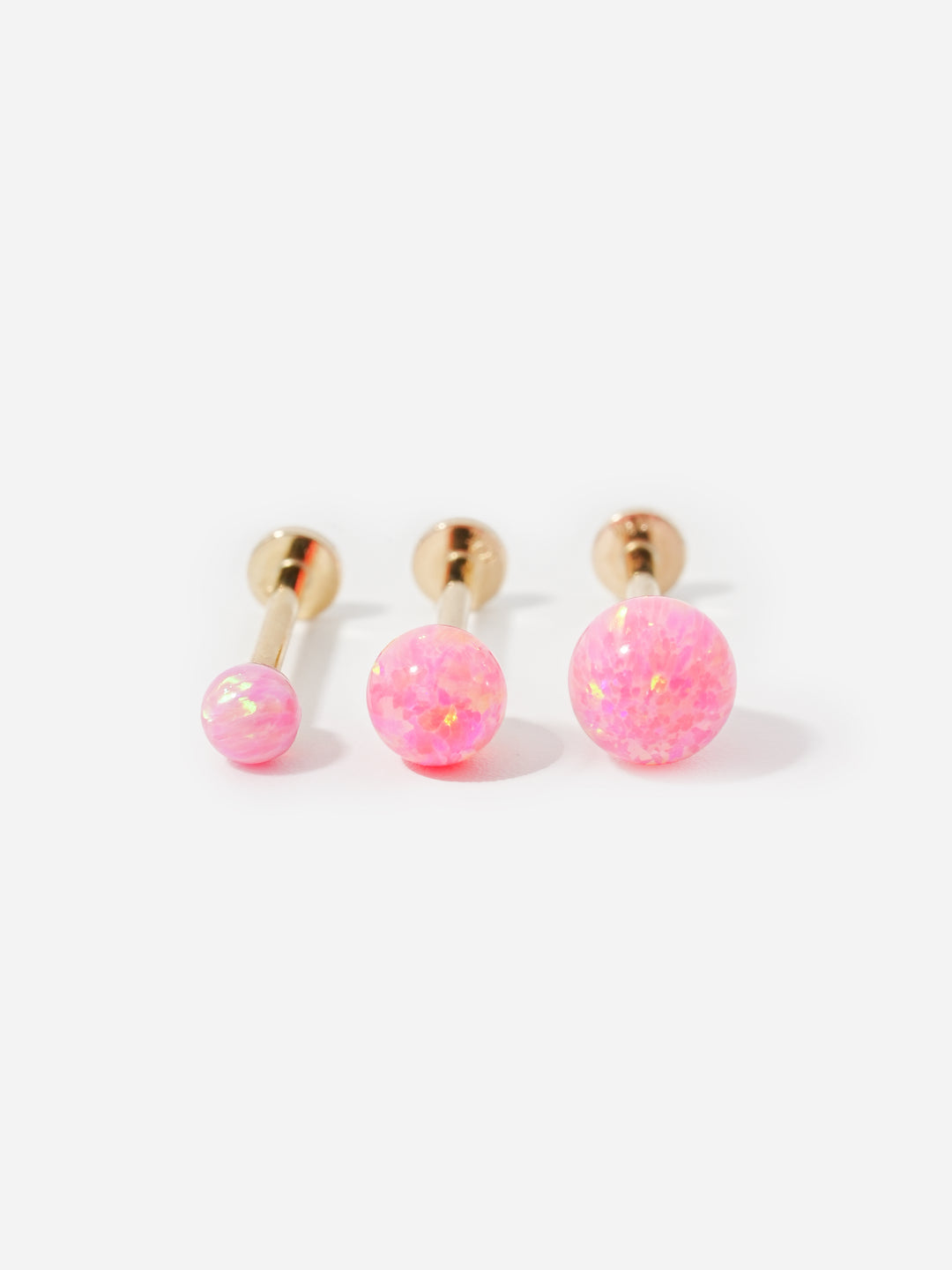 14K Solid Gold Opal Internally Threaded Labret Piercing 20G