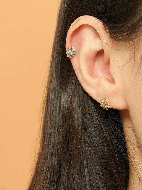 14K Gold Moissanite Colorful Daisy Cartilage Earring 20G18G16G