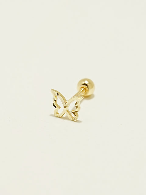 14K Gold Stripe Butterfly Cartilage Earring 20G
