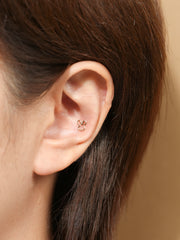 14K Gold Rabbit Line Cartilage Earring 20G