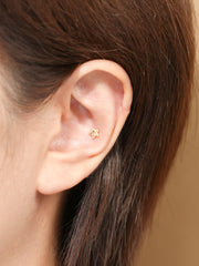 14K Gold Dot Cutting Star Cartilage Earring 20G