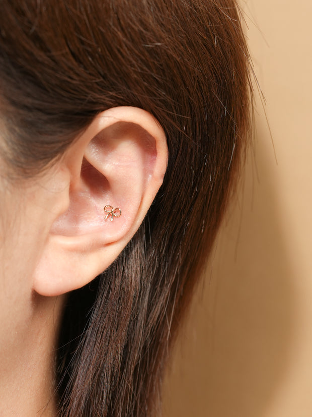 14K Gold Lovely Ribbon Cartilage Earring 20G