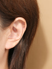 14K Gold Quad Clover Cartilage Earring 20G