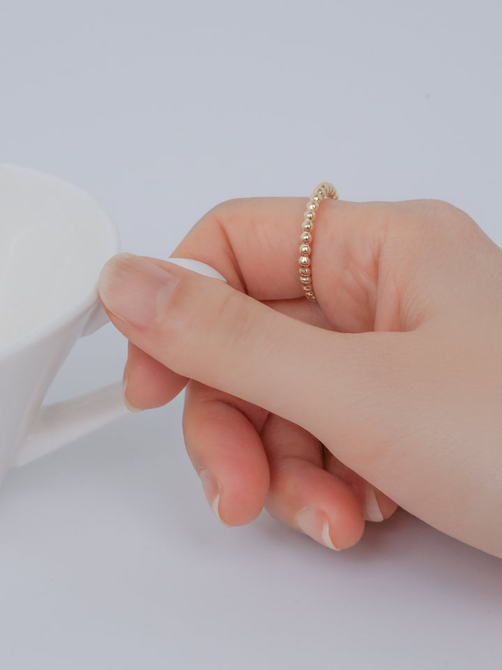 14K Layered Volume Bubble Ball Ring