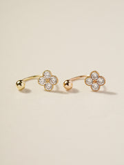 14K Gold Clover Tragus Curve Piercing 20G