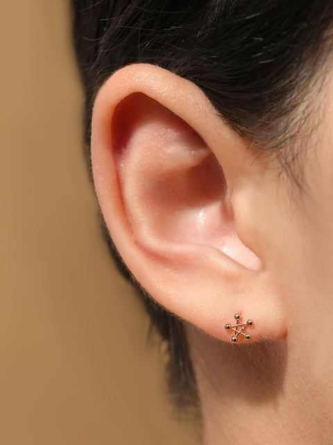 14K Gold Pentagram Star Cartilage Earring 18G16G
