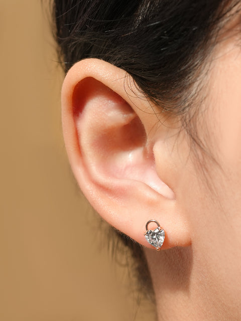 14K Gold Lovely Heart Lock Cartilage Earring 18G16G