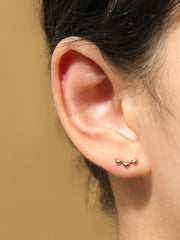14K Gold Triple Volume Heart Cartilage Earring 18G16G