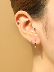 14K Gold Moissanite Dia Queen Cartilage Earring 20G18G16G