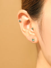 14K Gold Moissanite Dia Queen Cartilage Earring 20G18G16G