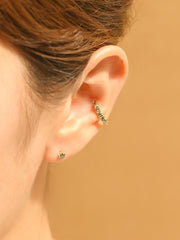 14K 18K Gold Moissanite Dia Green Cartilage Hoop Earring