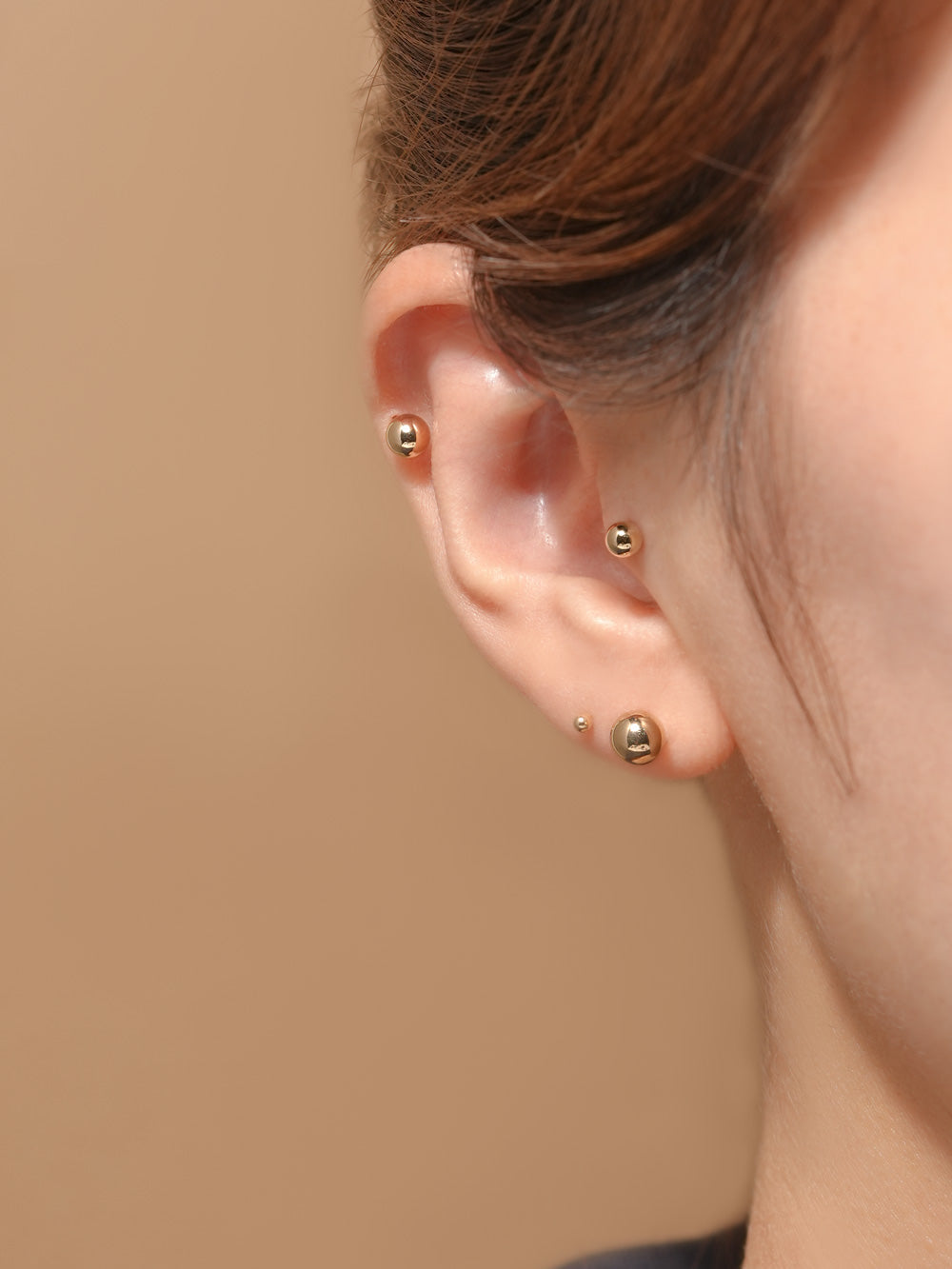 14K Gold Ball Stud Earring 3mm,4mm,5mm,6mm