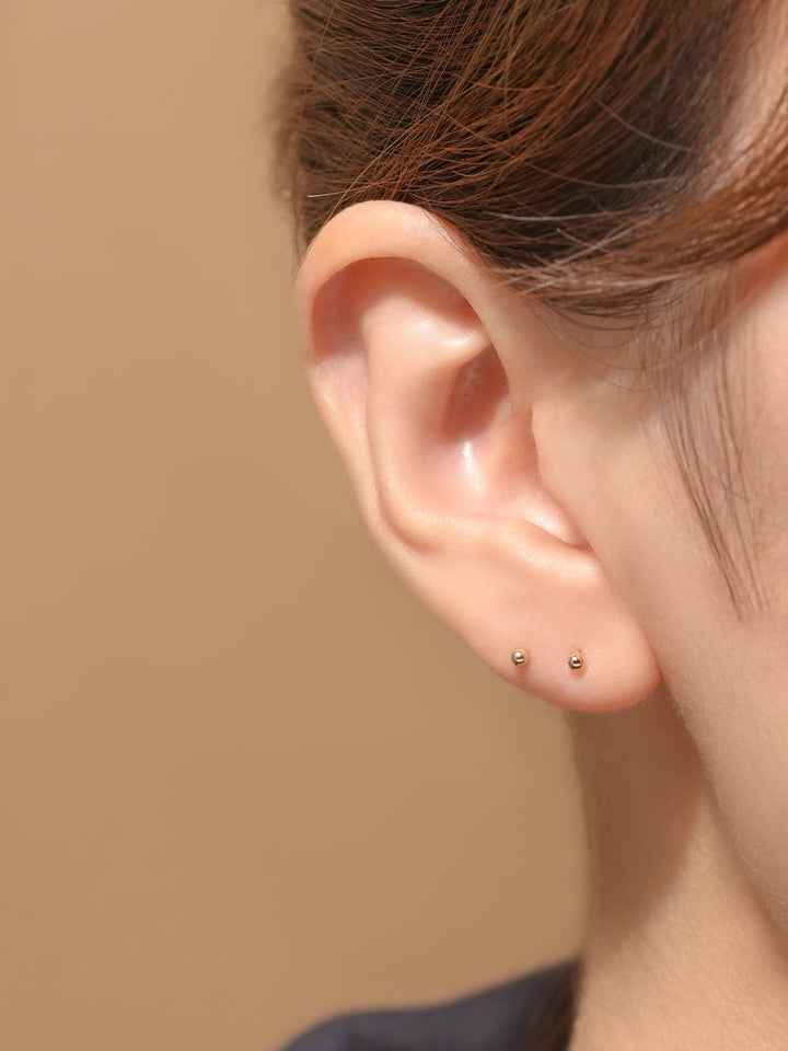 14K Gold Ball Stud Earring 3mm,4mm,5mm,6mm