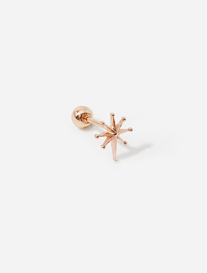 14K Solid Gold Stellar Spike Cartilage Earring 20G