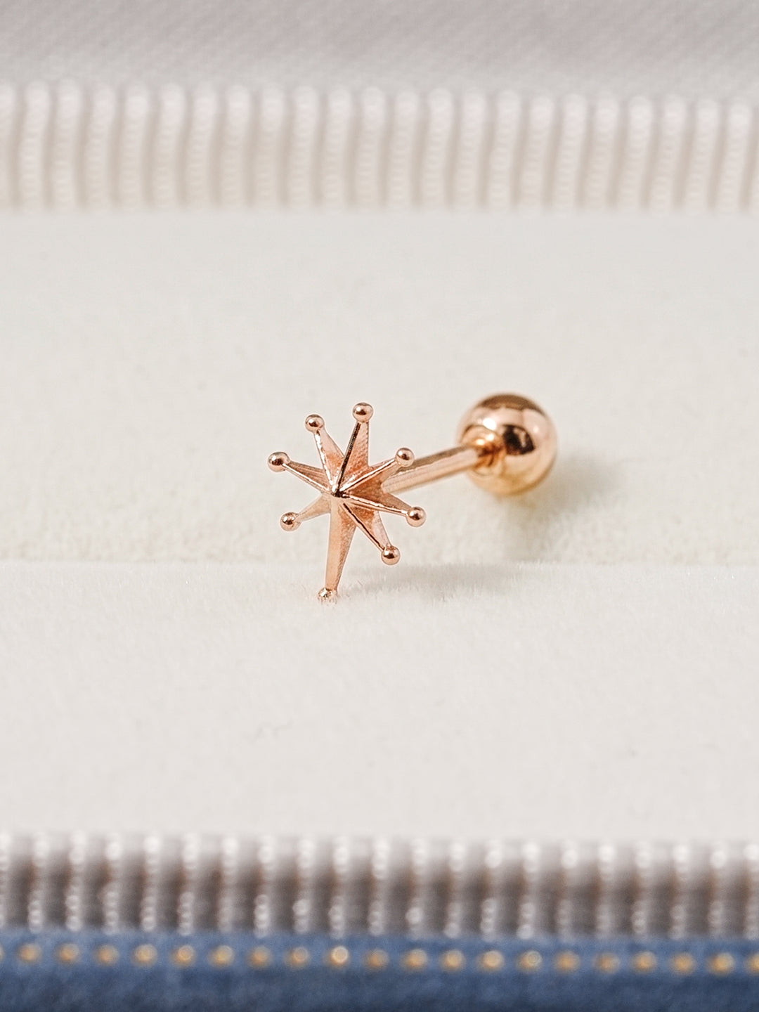 14K Solid Gold Stellar Spike Cartilage Earring 20G