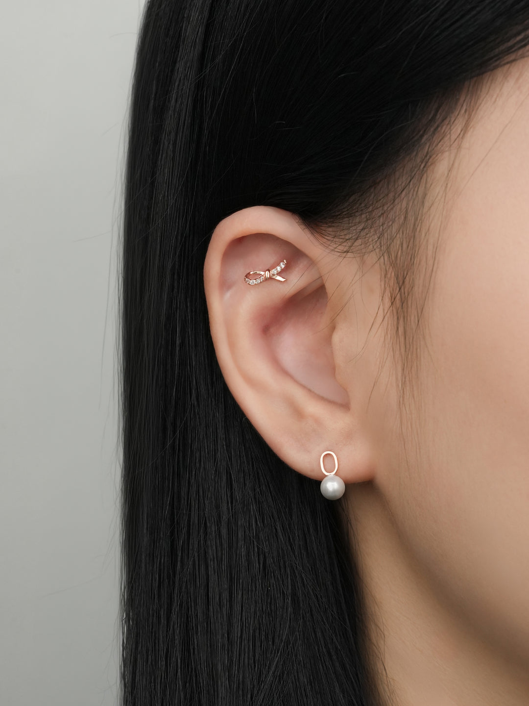 14K Solid Gold Mini Pearl Point Cartilage Earring 20G