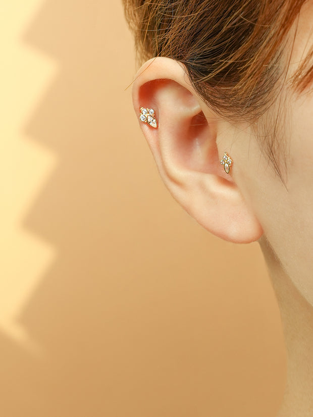 14K Gold Queen Cubic Cartilage Earring 20G