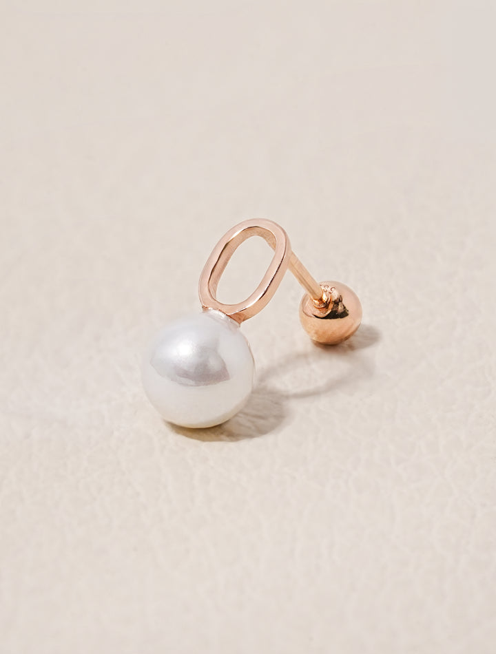14K Solid Gold Mini Pearl Point Cartilage Earring 20G