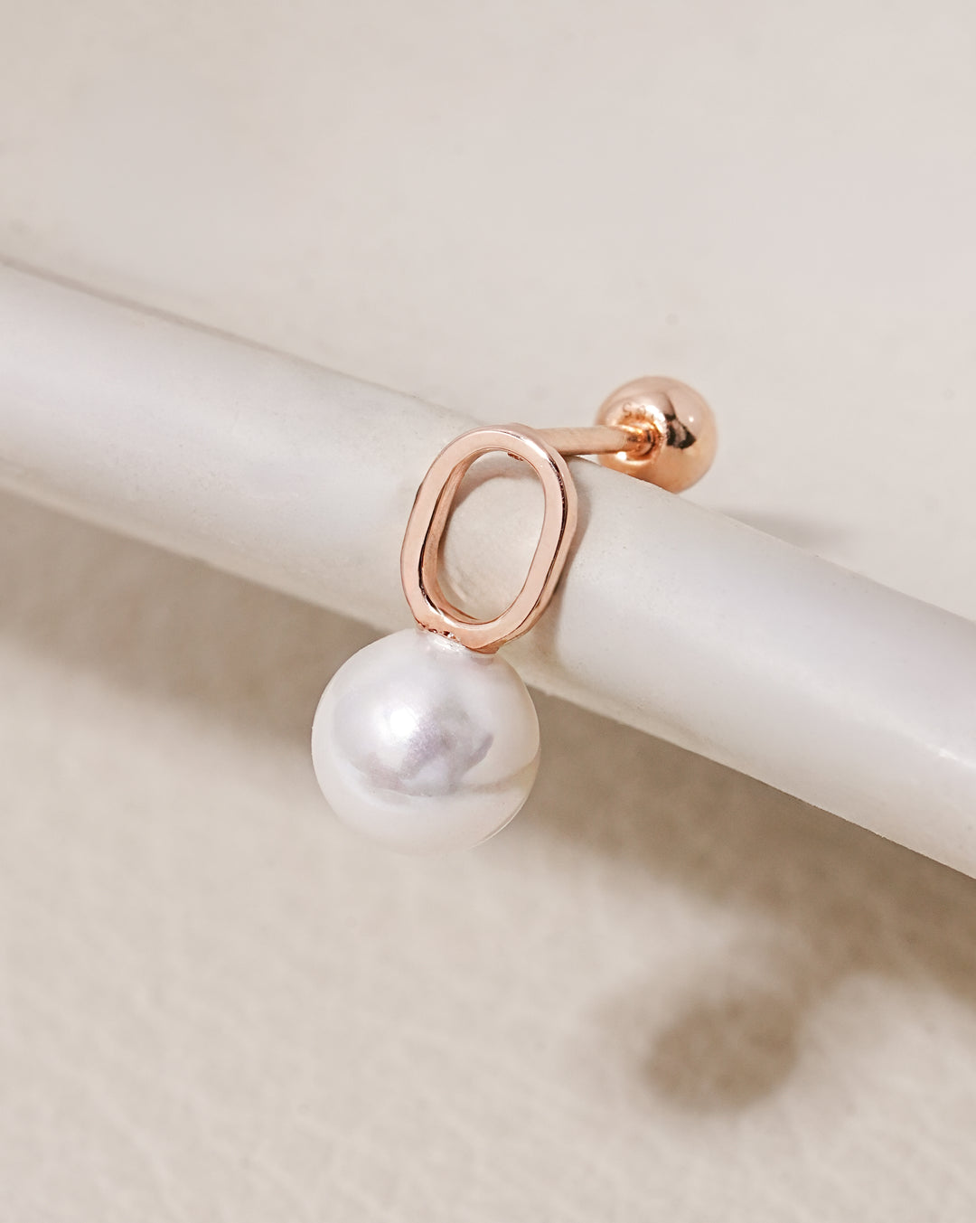 14K Solid Gold Mini Pearl Point Cartilage Earring 20G