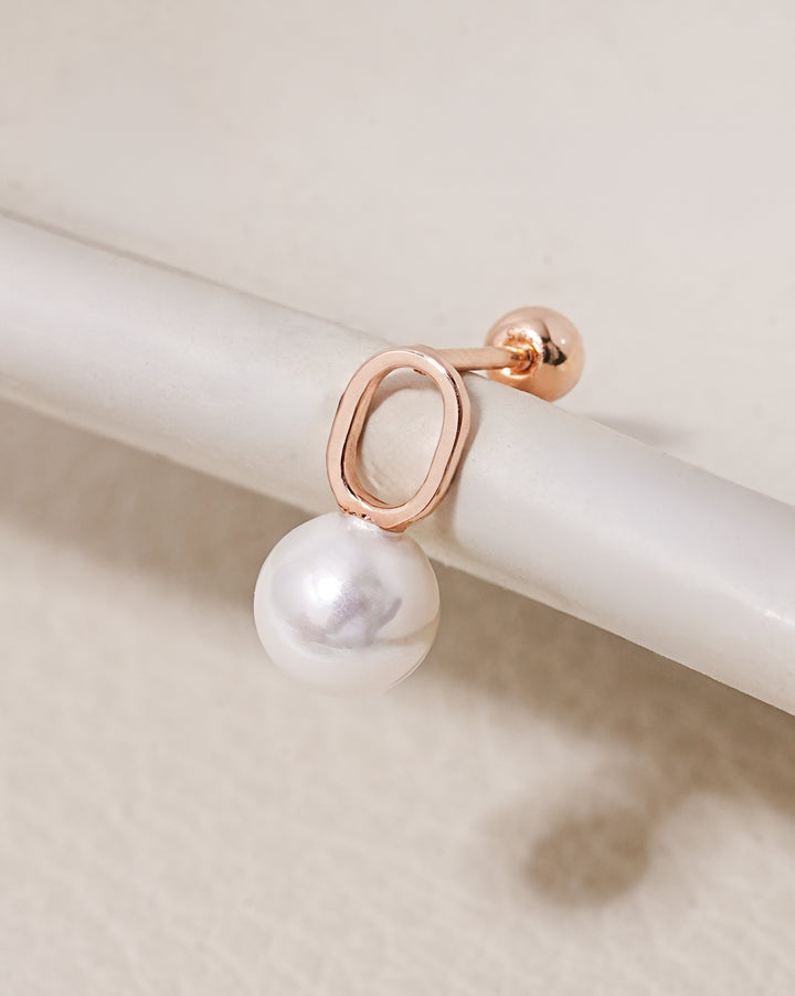 14K Solid Gold Mini Pearl Point Cartilage Earring 20G