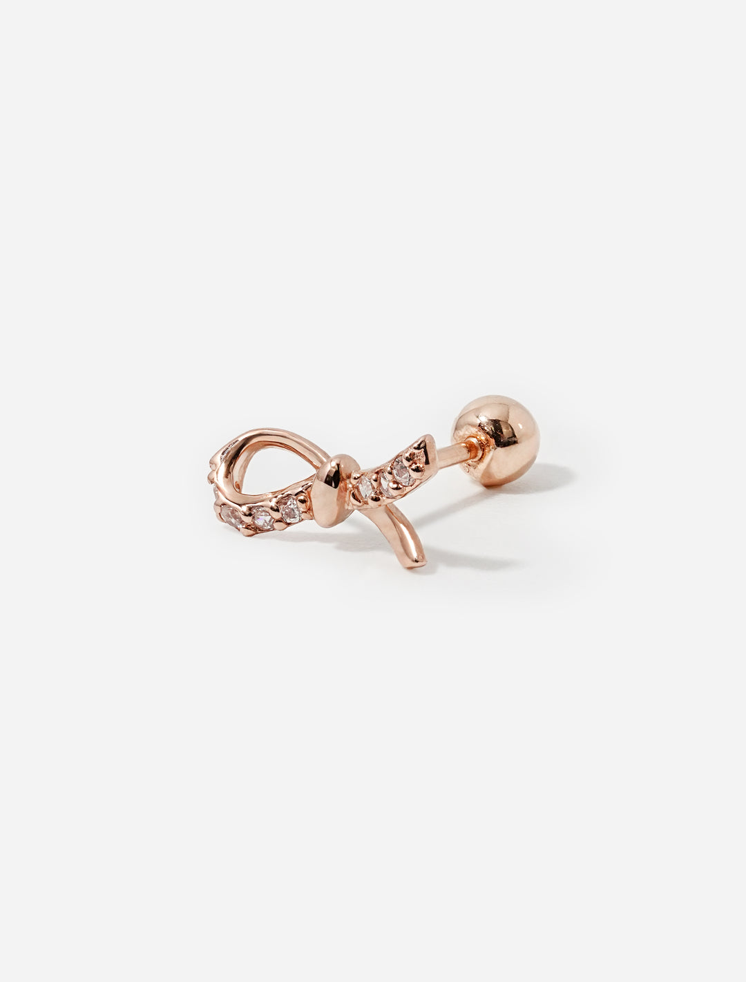 14K Solid Gold Slim Cubic Ribbon Cartilage Earring 20G